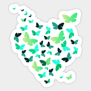 Green Heart Butterflies Sticker